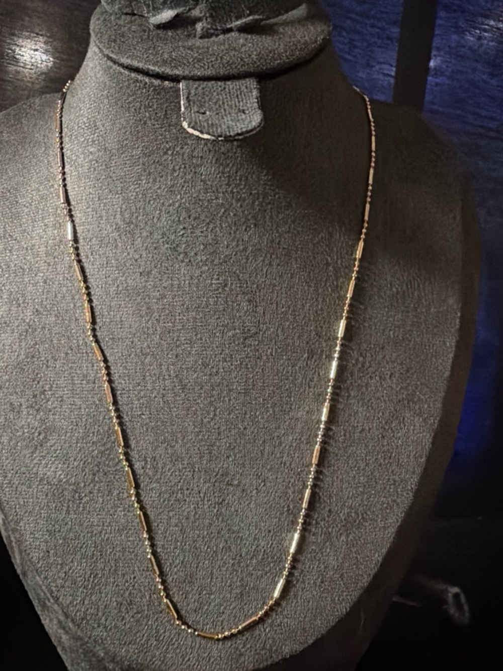Long Gold plated Beaded Necklace -Gold